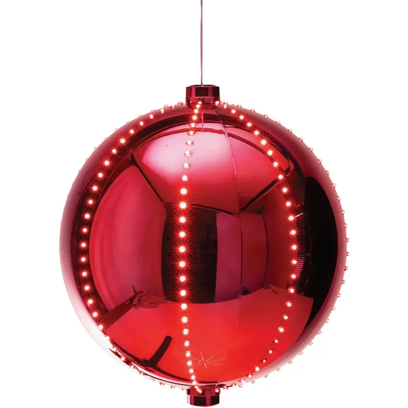 Alpine Led Christmas Ornament – 13" Red Ball With 240-Chasing Bulbs 1