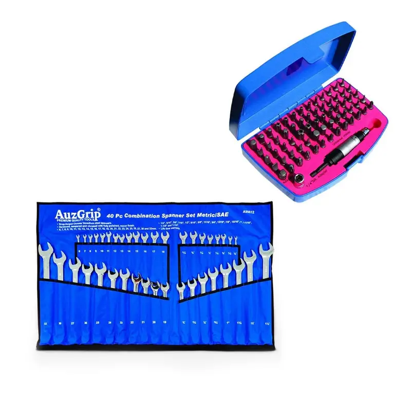 Auzgrip 40-Piece Combination Spanner Set And 67-Piece Driver Bit Kit (A89612 + A71275) 1