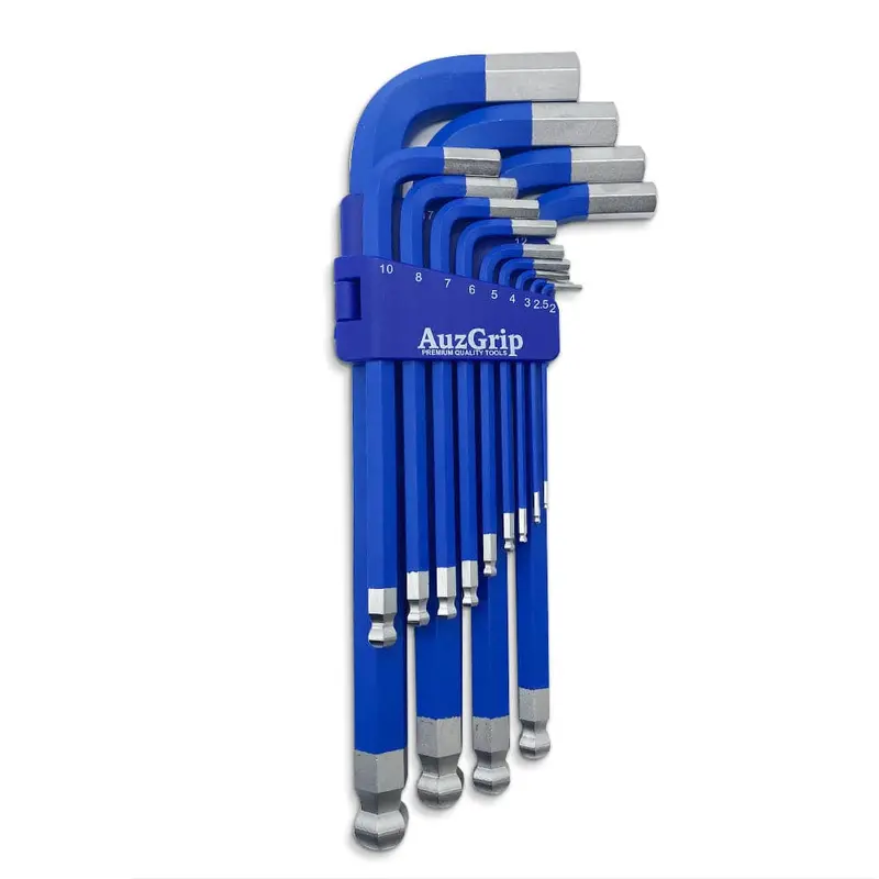 Auzgrip A71305 Extra-Long Magnetic Ball-End Hex Key Set – 13-Piece, Metric (2–19 Mm) 1