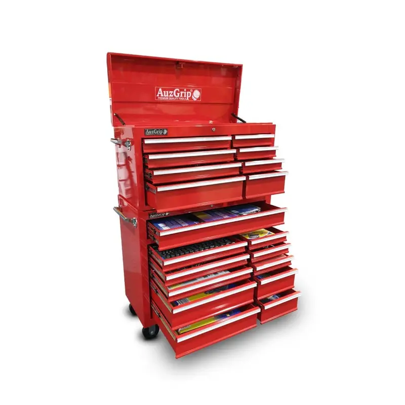 Auzgrip A76040 845-Piece Professional Tool Kit – Metric & Sae, Red Roller Cabinet System 1