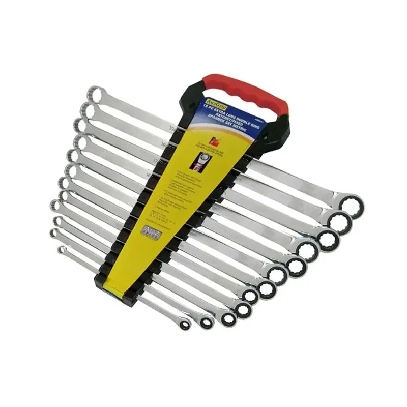 Auzgrip A88051 12-Piece Extra-Long Double Ring Ratchet Spanner Set – Metric Sizes 1