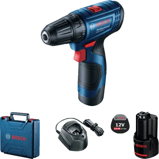 Bosch Gsr120-Li Professional Cordless Drill Driver – 10Mm Chuck, 12V Lithium-Ion, With Extra Battery 1