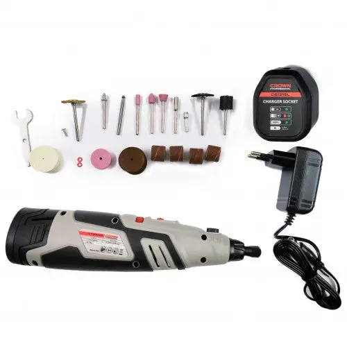 Crown Cordless Mini Die Grinder – 3Mm Collet, 12V, 40-Piece Kit 1