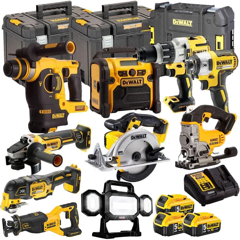 Dewalt 18V 10-Piece Cordless Power Tool Kit — 3×5.0Ah Batteries + Fast Charger (T4Tkit-831) 1