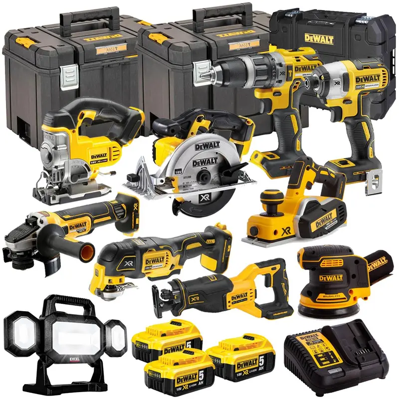 Dewalt 18V 10-Piece Cordless Power Tool Kit — 3×5.0Ah Batteries (No Charger) | T4Tkit-496 1