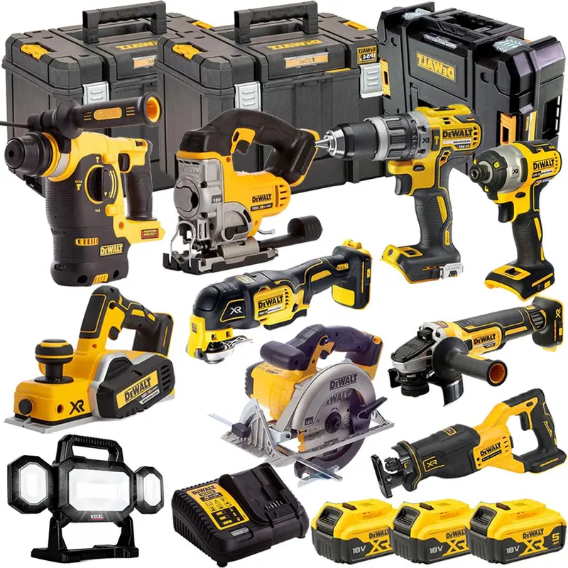 Dewalt 18V 10-Piece Cordless Power Tool Kit — 3×5.0Ah Batteries (T4Tkit-493) 1