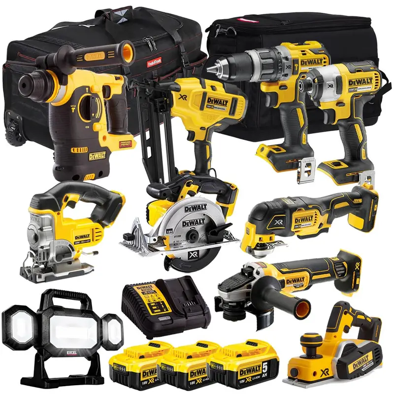 Dewalt 18V 10-Piece Cordless Tool Collection — Includes 3×5.0Ah Batteries & Adaptive Charger (T4Tkit-1115) 1
