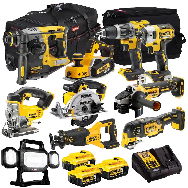 Dewalt 18V 10-Piece Cordless Tool Kit — 3×5.0Ah Batteries + Slimline Charger (T4Tkit-7319) 1