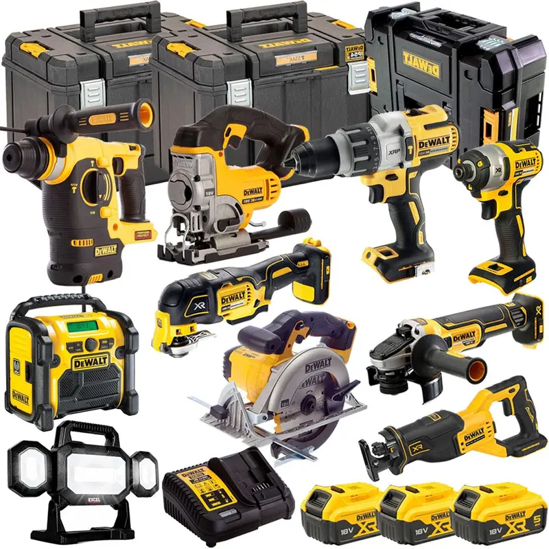 Dewalt 18V 10-Piece Cordless Tool Kit With 3×4.0Ah Batteries And Charger (T4Tkit-857) 1