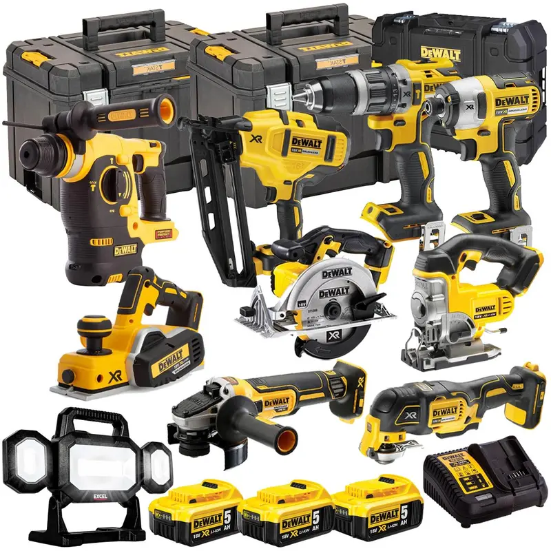 Dewalt 18V 10-Piece Cordless Tool System With 3×5.0Ah Batteries — Bare Tool Version (T4Tkit-881) 1