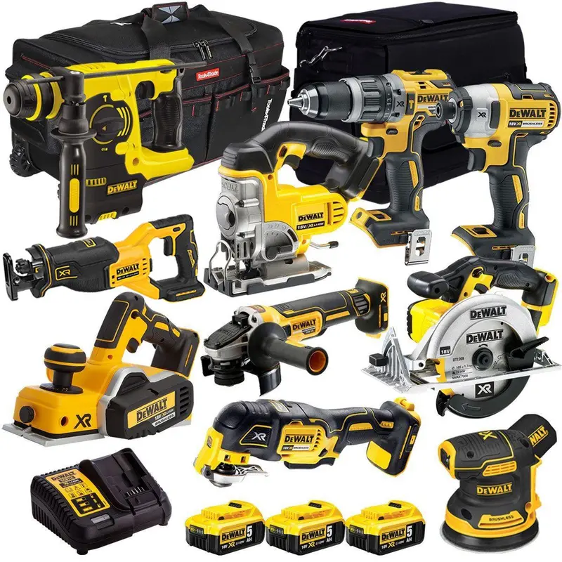 Dewalt 18V 10-Piece Professional Cordless Tool Set With 3×5.0Ah Li-Ion Batteries & Smart Charger (T4Tkit-12845) 1