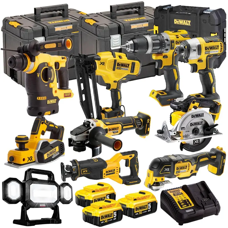 Dewalt 18V 10-Tool Cordless Kit — 3×5.0Ah Batteries Included, Charger Optional (T4Tkit-867) 1