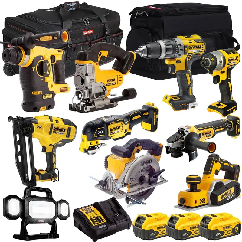 Dewalt 18V 10-Tool Cordless Kit Featuring 3×5.0Ah Batteries And Dual-Voltage Charger (T4Tkit-925) 1