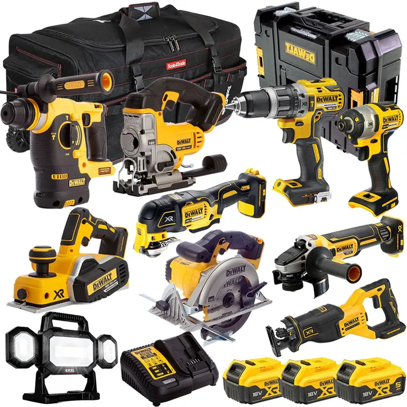 Dewalt 18V 10-Tool Cordless Kit With 3×5.0Ah Battery Pack And Wall-Mountable Charger (T4Tkit-1162) 1