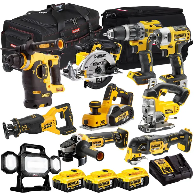 Dewalt 18V 10-Tool Cordless System Kit With 3×5.0Ah Batteries And Multi-Chemistry Charger (T4Tkit-1113) 1