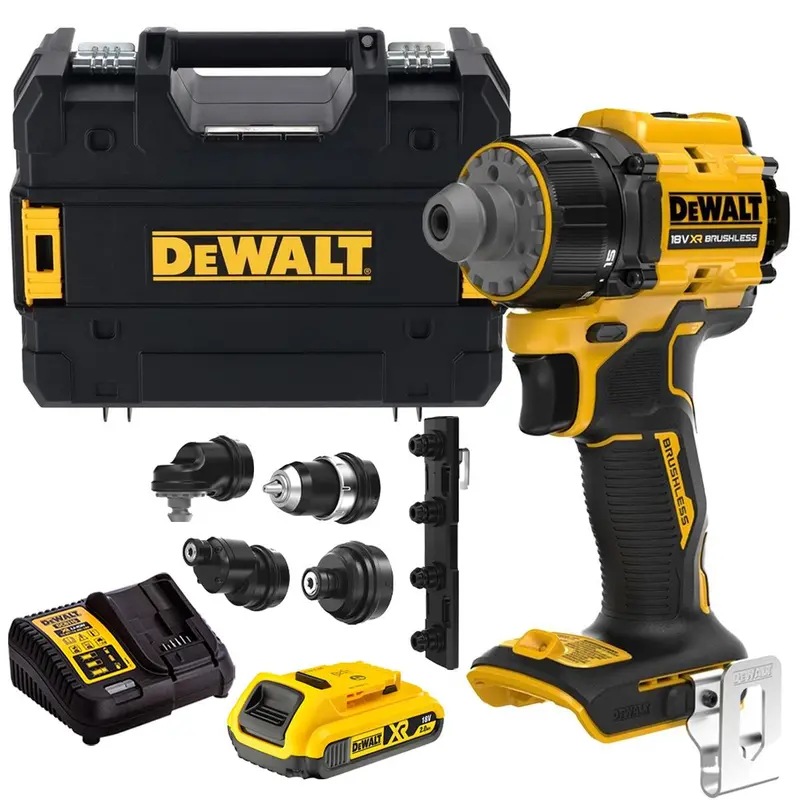 Dewalt Dcd803Nt-Xj 18V Xr Brushless Multi-Head Drill Driver – 2.0Ah Battery, Charger & Carry Case 1