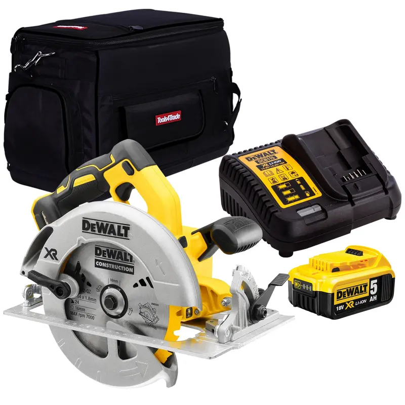 Dewalt Dcs570P1 18V Brushless 184Mm Circular Saw Kit With One 5.0Ah Battery, Charger & Carry Bag 1