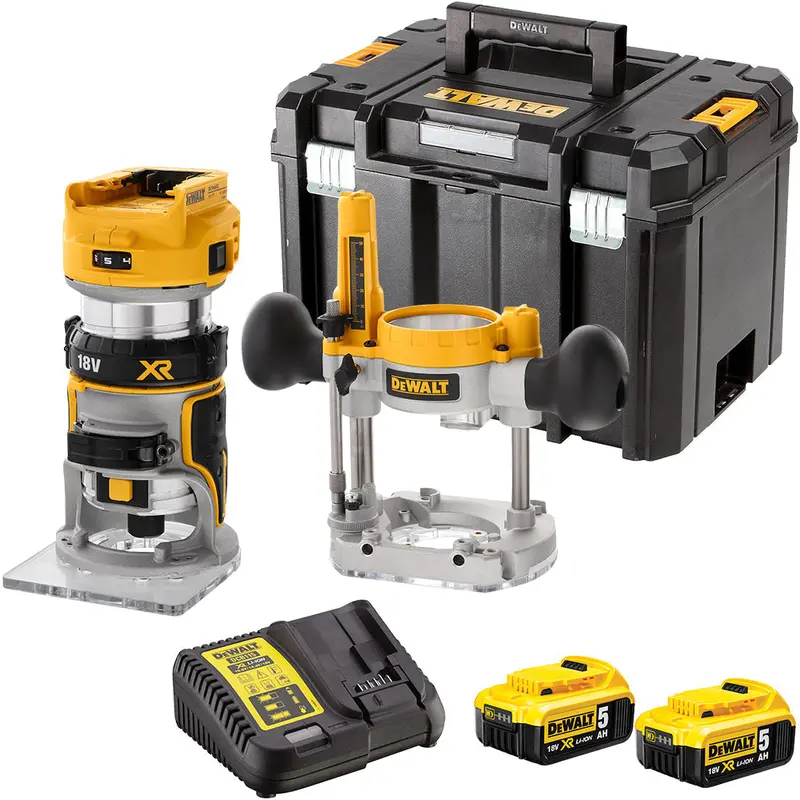 Dewalt Dcw604Nt 18V Brushless Router Trimmer Kit With Dual 5.0Ah Batteries, Charger & Carry Case 1