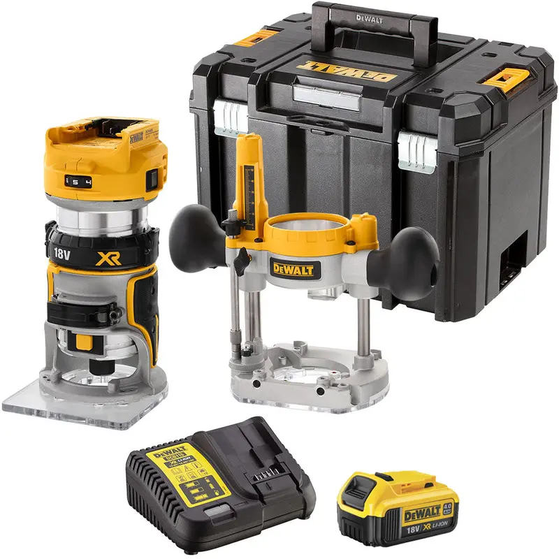 Dewalt Dcw604Nt 18V Xr Brushless 1/4" Router Trimmer Kit With One 4.0Ah Battery & Charger 1
