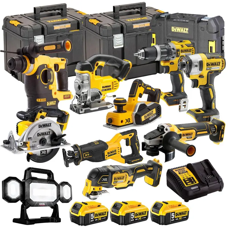 Dewalt Dew-Kit4M — 10-Piece 18V Li-Ion Cordless Tool Kit With 3×5.0Ah Batteries & Charger 1