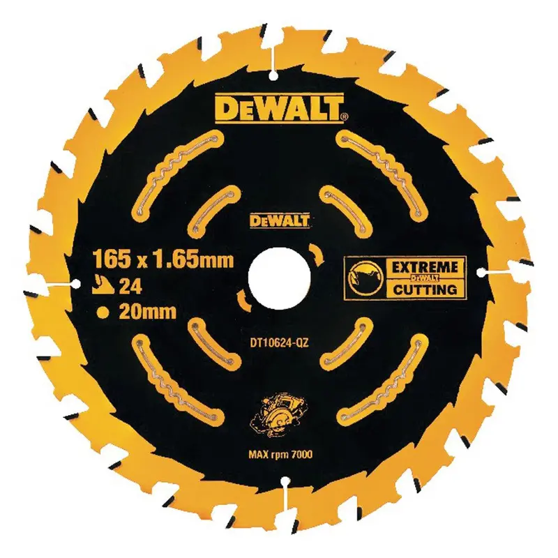 Dewalt Dt10624-Qz — 165Mm 24-Tooth Extreme Framing Circular Saw Blade For Fast Rough Cuts 1