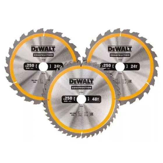 Dewalt Dt1963 250Mm Construction Saw Blade Bundle – 3-Blade Set (24T & 48T) 1