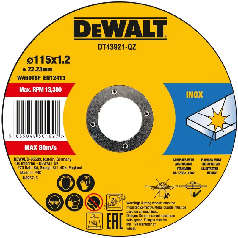 Dewalt Dt43921-Qz Pack Of 10 High-Performance 115Mm Thin Cutting Discs 1