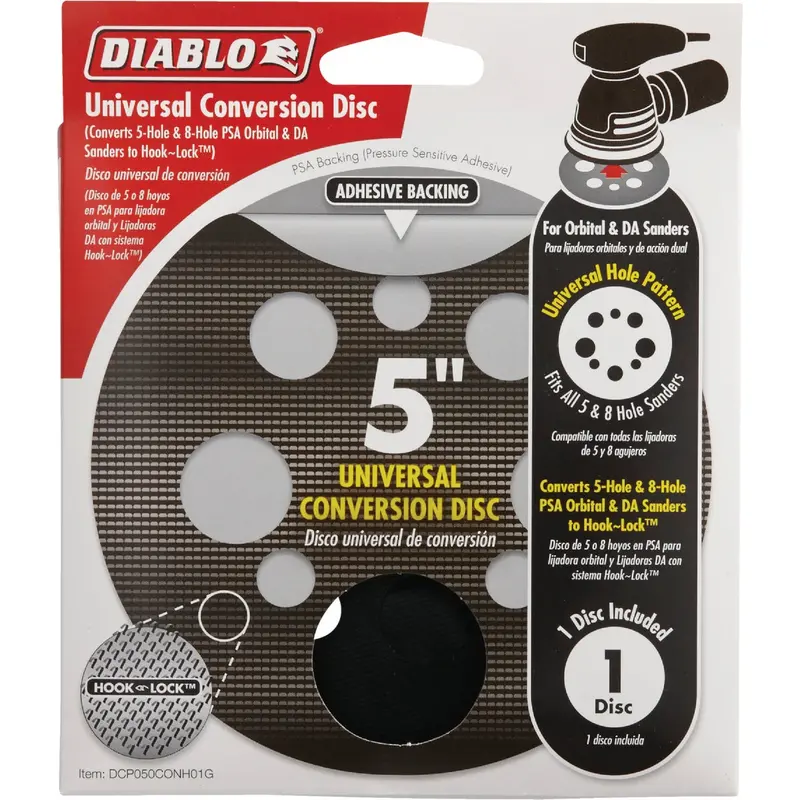Diablo Sanding Disc Backing Pad – 5-Inch Hook-And-Loop Conversion Plate 1