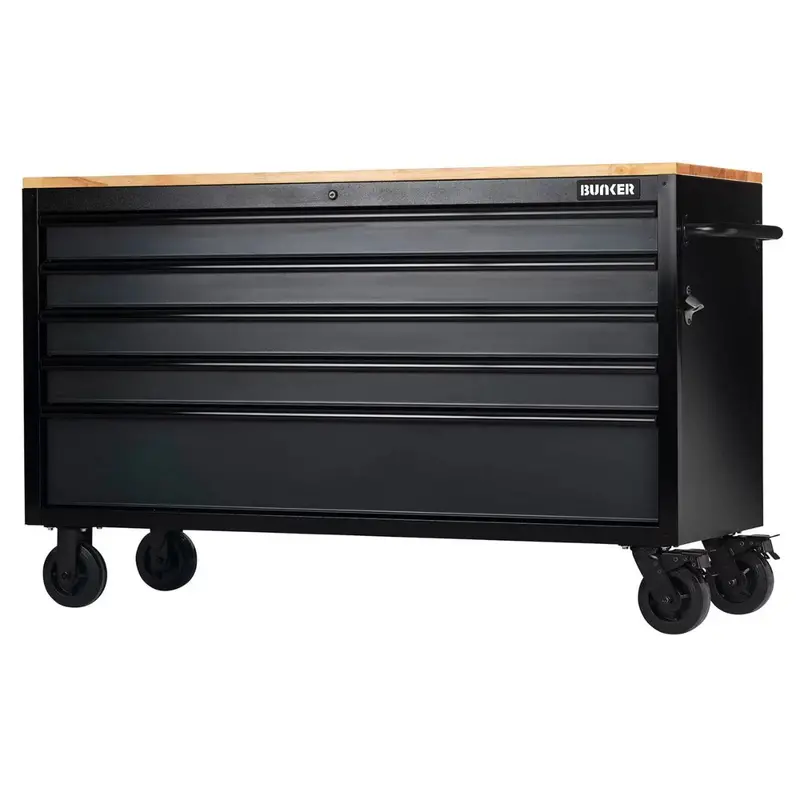 Draper B100-61G5D 61" Grey 5-Drawer Roller Tool Cabinet – Bunker Workbench System (28343) 1