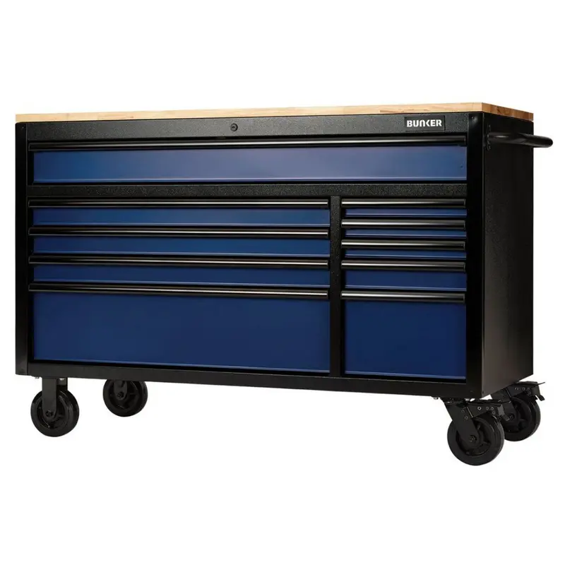 Draper Bunker B100-56B – 56" Mobile Workbench Roller Cabinet, 10-Drawer Blue Unit (Model 08237) 1