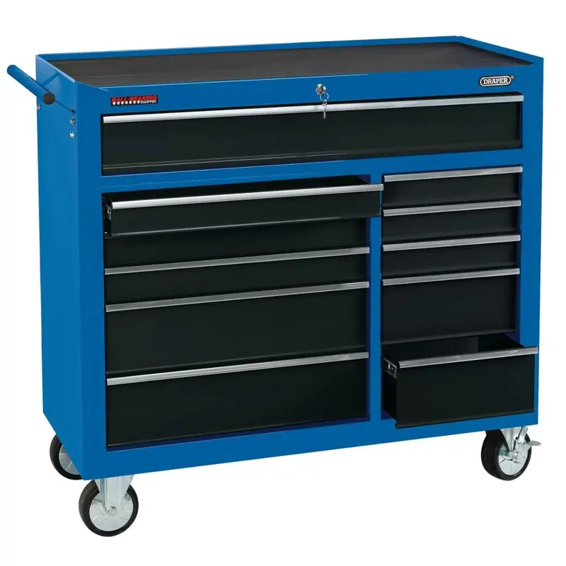 Draper Rc11D/40 – 40" Heavy-Duty Roller Tool Cabinet, 11-Drawer Blue Unit (Model 15222) 1
