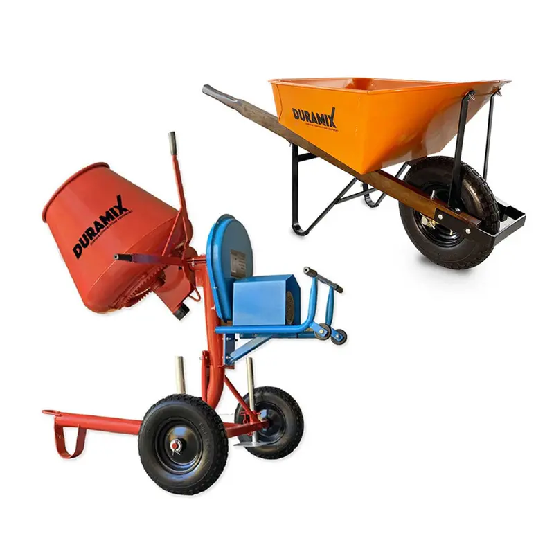 Duramix Dmbm35 100L Electric Cement Mixer + Dmfs100Ff Steel Wheelbarrow 1