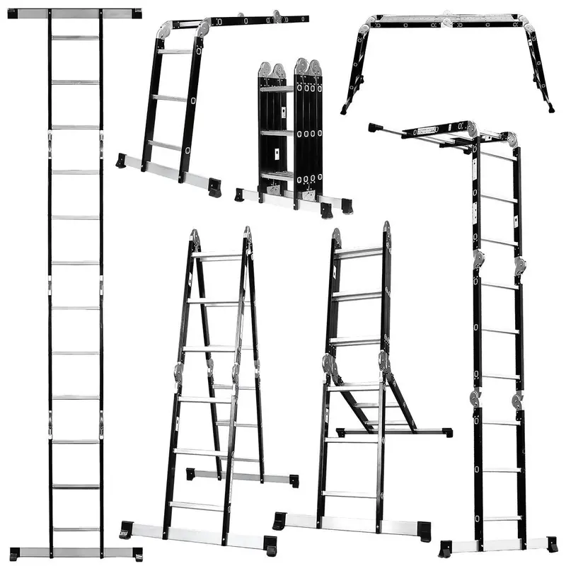 Excel 12-Step Steel Combination Ladder – Multi-Use, Platform-Top Design With Tread Safety 1