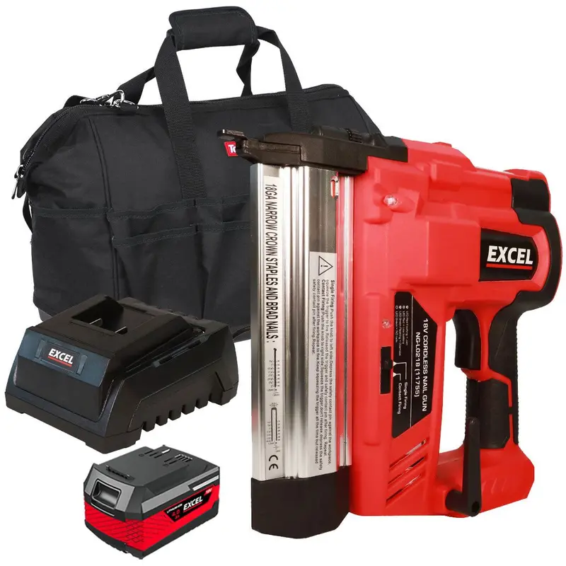 Excel 18V Cordless Second-Fix Nailer – 4.0Ah Battery, Charger & Carry Bag (Model Exl10141) 1