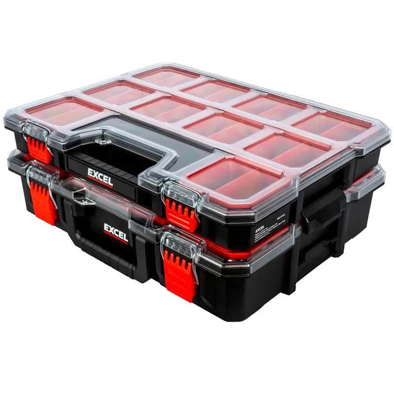 Excel 2-In-1 Modular Tool Organizer – Clear Lid, Customizable Dividers 1