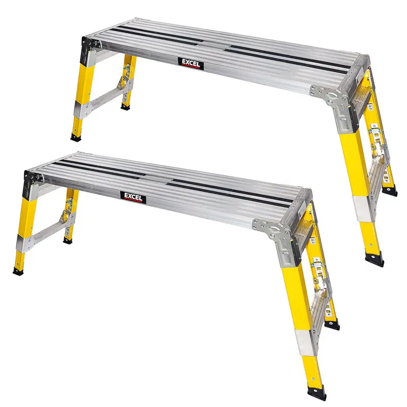 Excel Fibreglass Adjustable Workbench Platform – Heavy-Duty Foldable Hop-Up Bench, 1200 X 350Mm, Dual-Pack 1