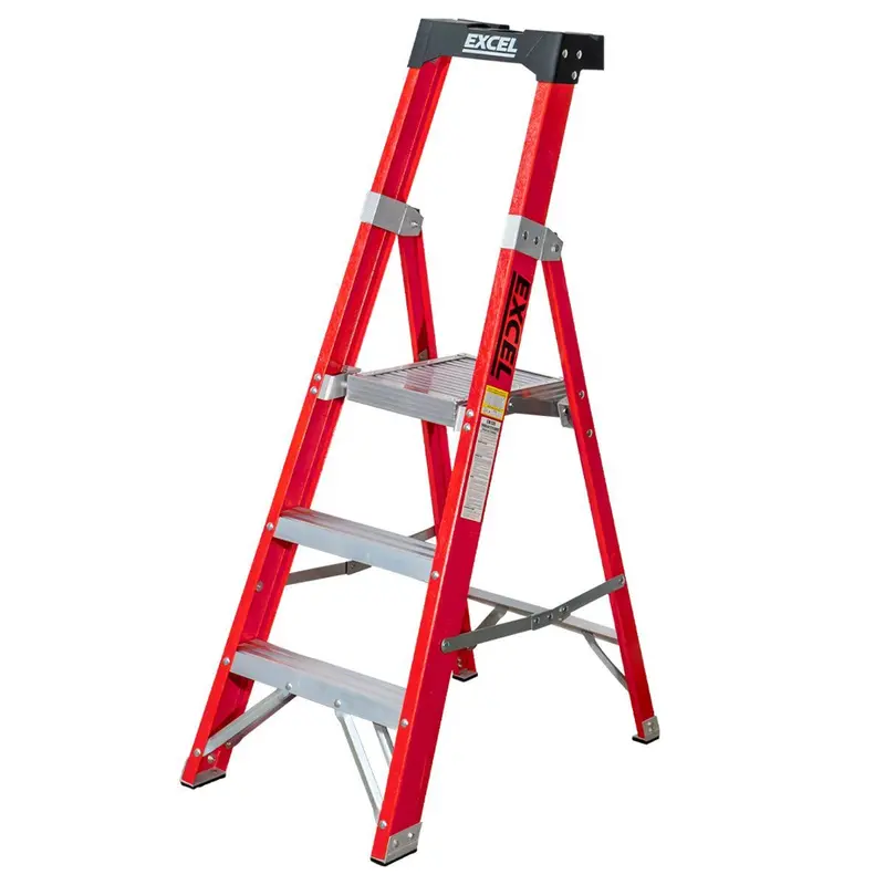 Excel Fibreglass Electrician’S Step Ladder – 3-Tread, 1.34M Height, En131 Certified 1
