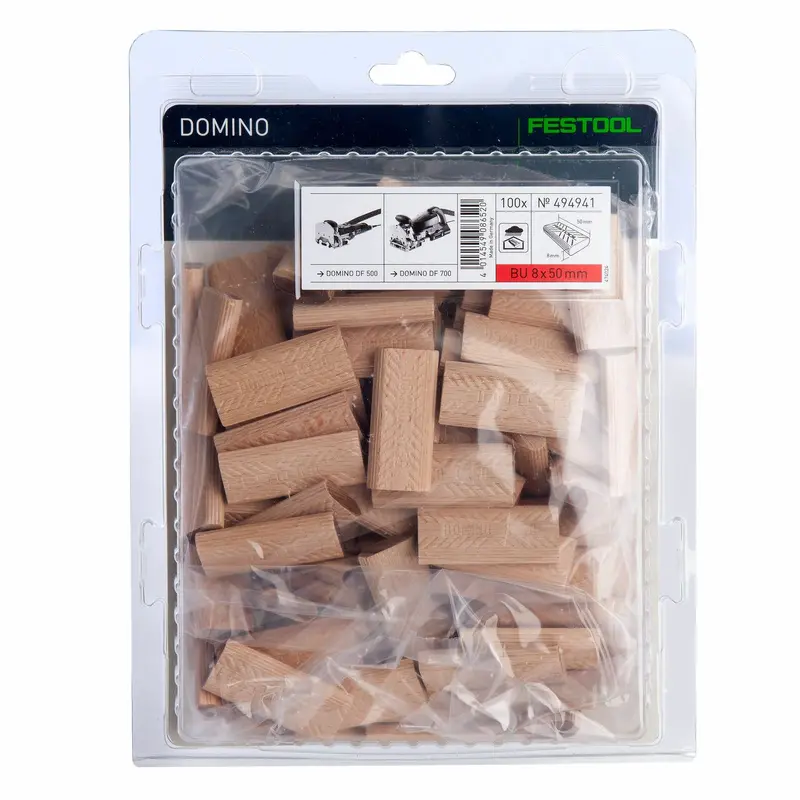 Festool Domino D8X50/100 Beech Tenons – Pack Of 100 For Df 500 & Df 700 (494941) 1