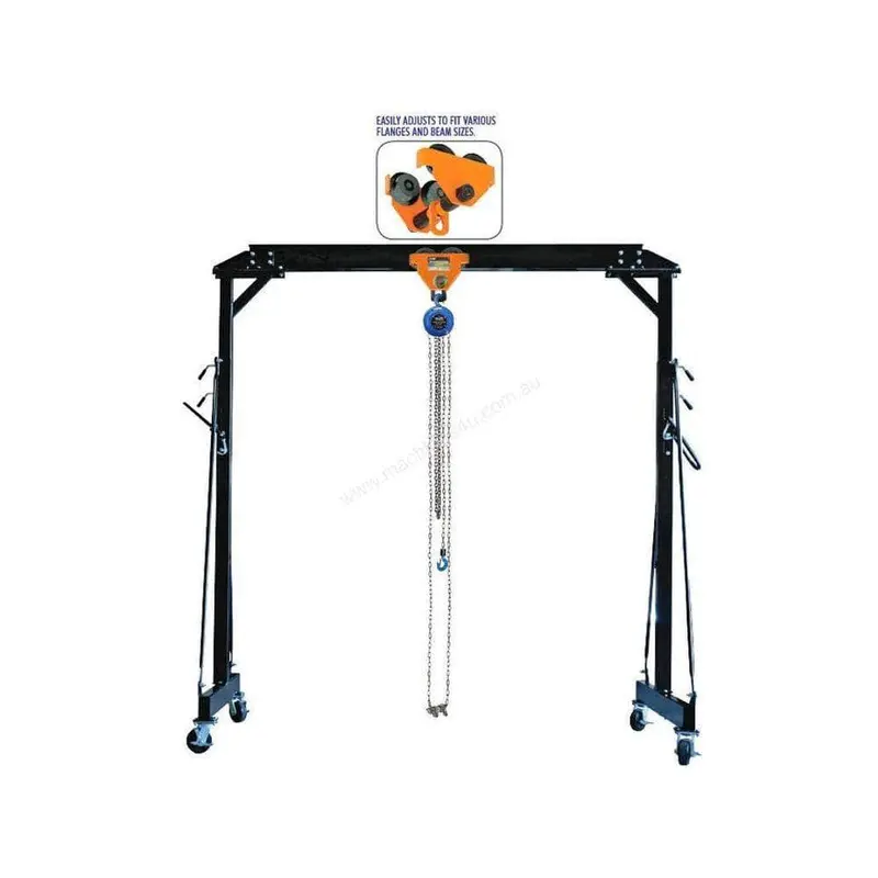 Grip 18140Bd Adjustable Wheeled Gantry System – 950Kg Capacity With Chain Block & Trolley Kit 1