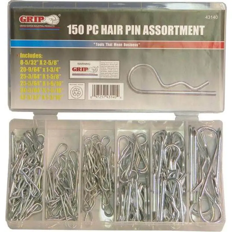 Grip 43140 150-Piece Sae Hairpin R-Clip Assortment – Zinc Coated 1