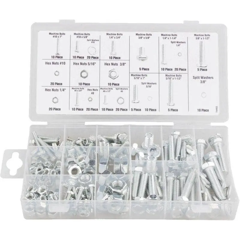Grip 43163 240-Piece Sae Carbon Steel Nut And Bolt Kit With Zinc Plating 1