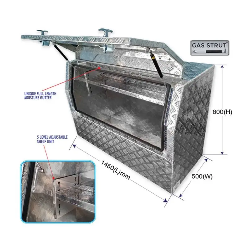 Grip Angled Aluminium Site Toolbox – 1450 X 500 X 800 Mm 1