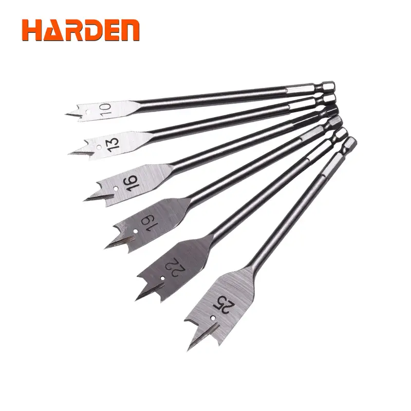 Harden 6-Piece Flat Wood Auger Bit Set – Forged Steel Drill Bits For Timber Applications 1