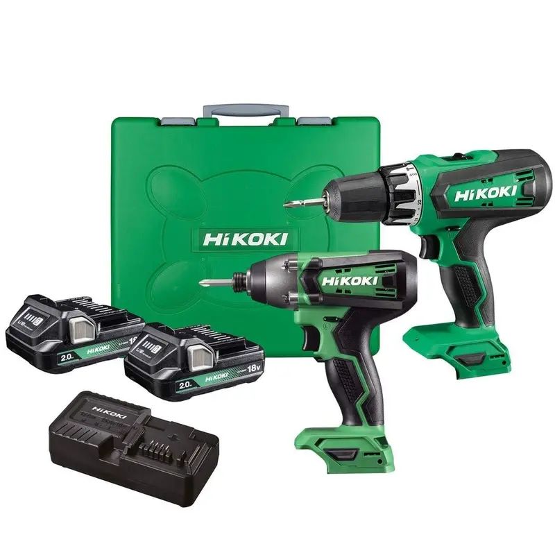 Hikoki Kc18Dfxjaz 18V Twin-Pack: Combi Drill + Impact Driver With 2×2.0Ah Batteries, Charger & Carry Case 1