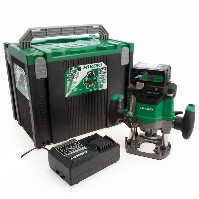Hikoki M3612Dajpz 36V Brushless 1/2" Plunge Router Kit – Includes 2.5Ah Battery, Charger, And Case 1