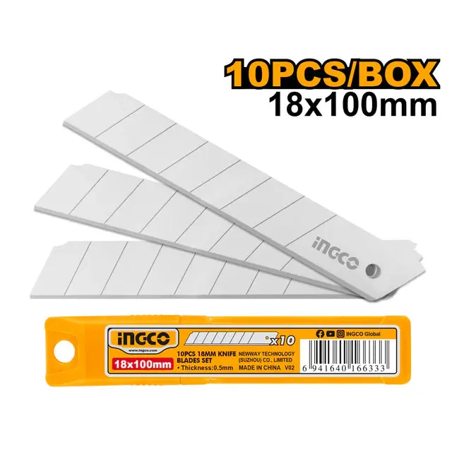 Ingco 10-Piece 18Mm Precision Knife Blade Pack – Hknsb112 1