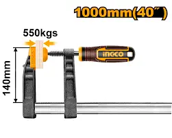 Ingco 1000Mm F-Clamp Featuring Soft-Grip Handle – 140Mm Reach – Hfc021404 1