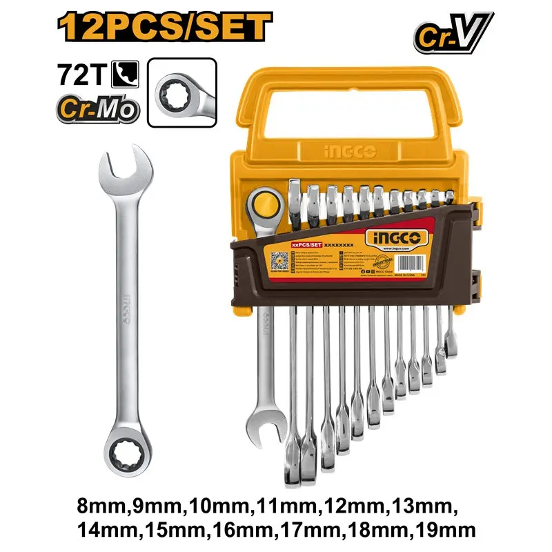 Ingco 12-Piece Ratchet Wrench Set – Full Metric Assortment 1