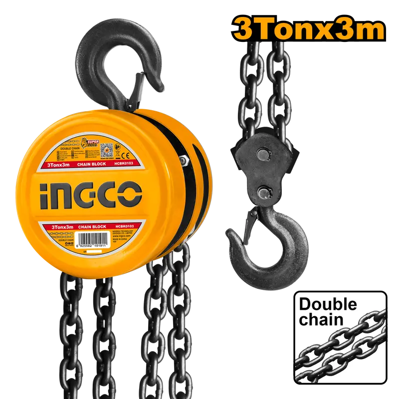 Ingco 3-Ton Chain Block – Heavy-Duty Lifting Mechanism For Workshops 1