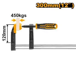 Ingco 300Mm F-Clamp With Lightweight Plastic Handle – 120Mm Throat – Hfc021201 1